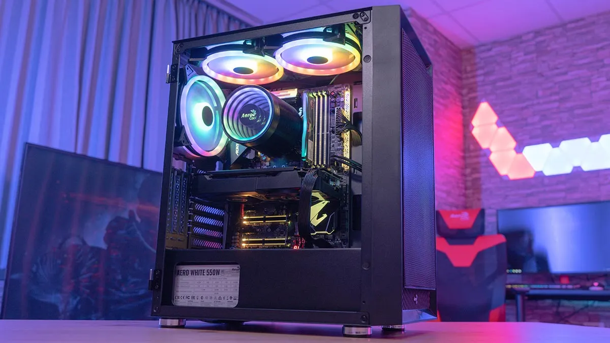 Aerocool Graphite G-BK-v2 Midi-Tower Case with window and RGB lighting, Black