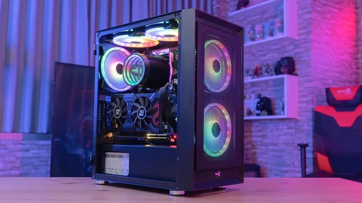 Aerocool Graphite G-BK-v2 Midi-Tower Case with window and RGB lighting, Black