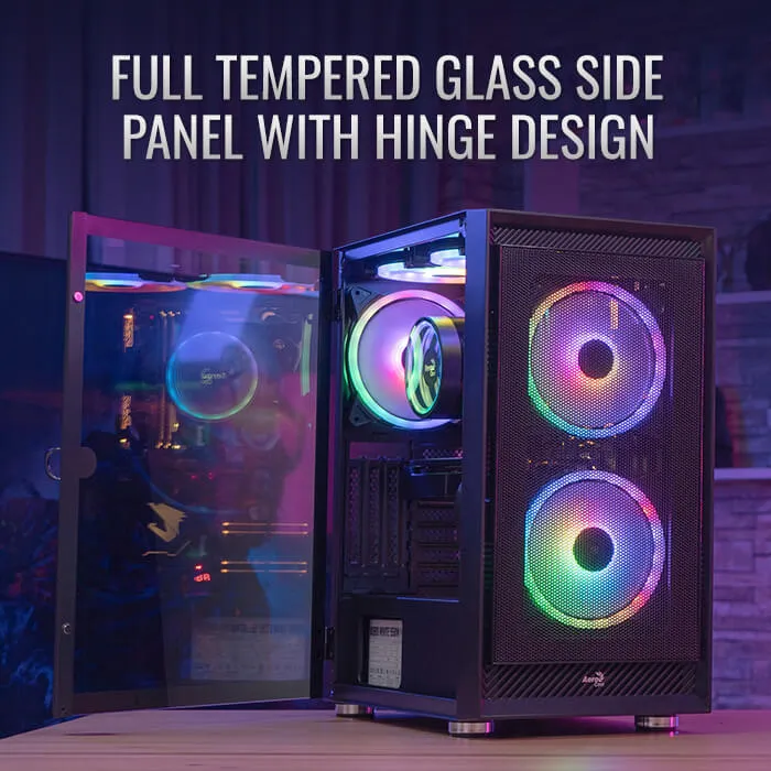 Aerocool Graphite G-BK-v2 Midi-Tower Case with window and RGB lighting, Black