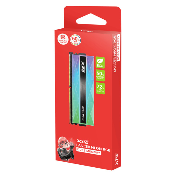 ADATA DDR5  16GB 6400-32 XPG Lancer Neon RGB silvergray
