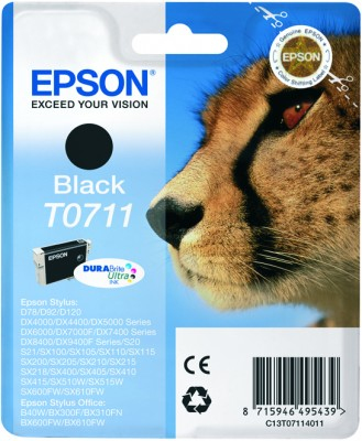 Epson T0711 - 7.4 ml - musta - alkuper&auml;inen - kuplapakkaus - mustepatruuna malleihin Stylus DX9400, SX115, SX210, SX215, SX218, SX415, SX515, SX610, Stylus Offi