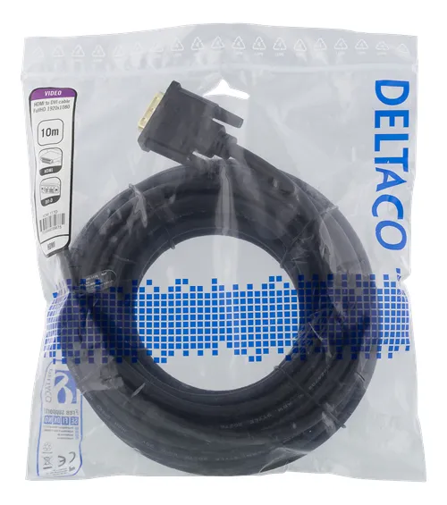 HDMI TO DVI CABLE WITHOUT FERRITE CORE 10M BLACK