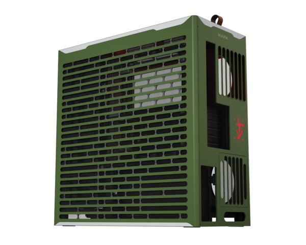 HAVN HS420 DOOM: The Dark Ages Limited Edition -miditornikotelo ikkunalla, RGB-valaistuksella, DOOM Slayer green