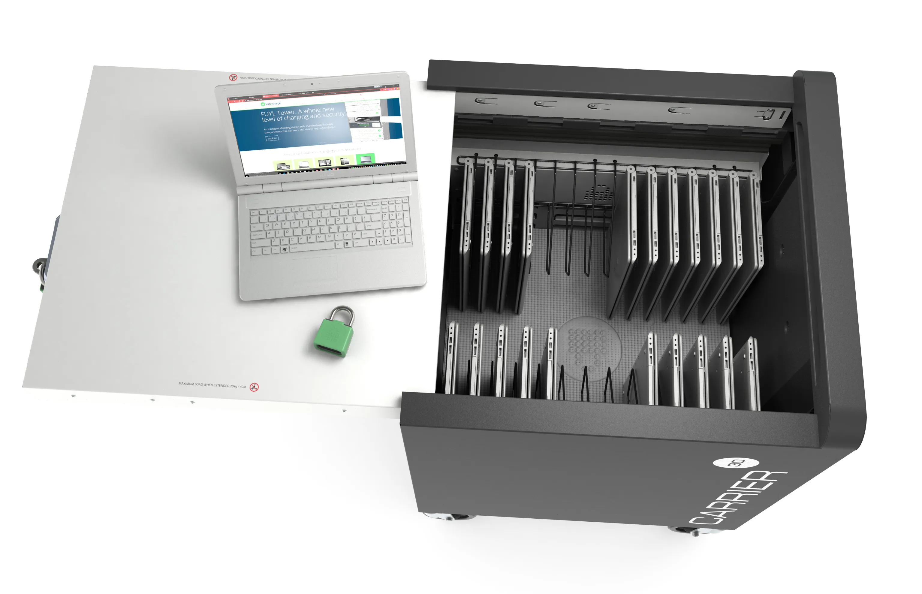 LocknCharge Carrier 30 MK5 with LARGE Baskets Charge-Only 30 units Chromebook/iPad/laptop