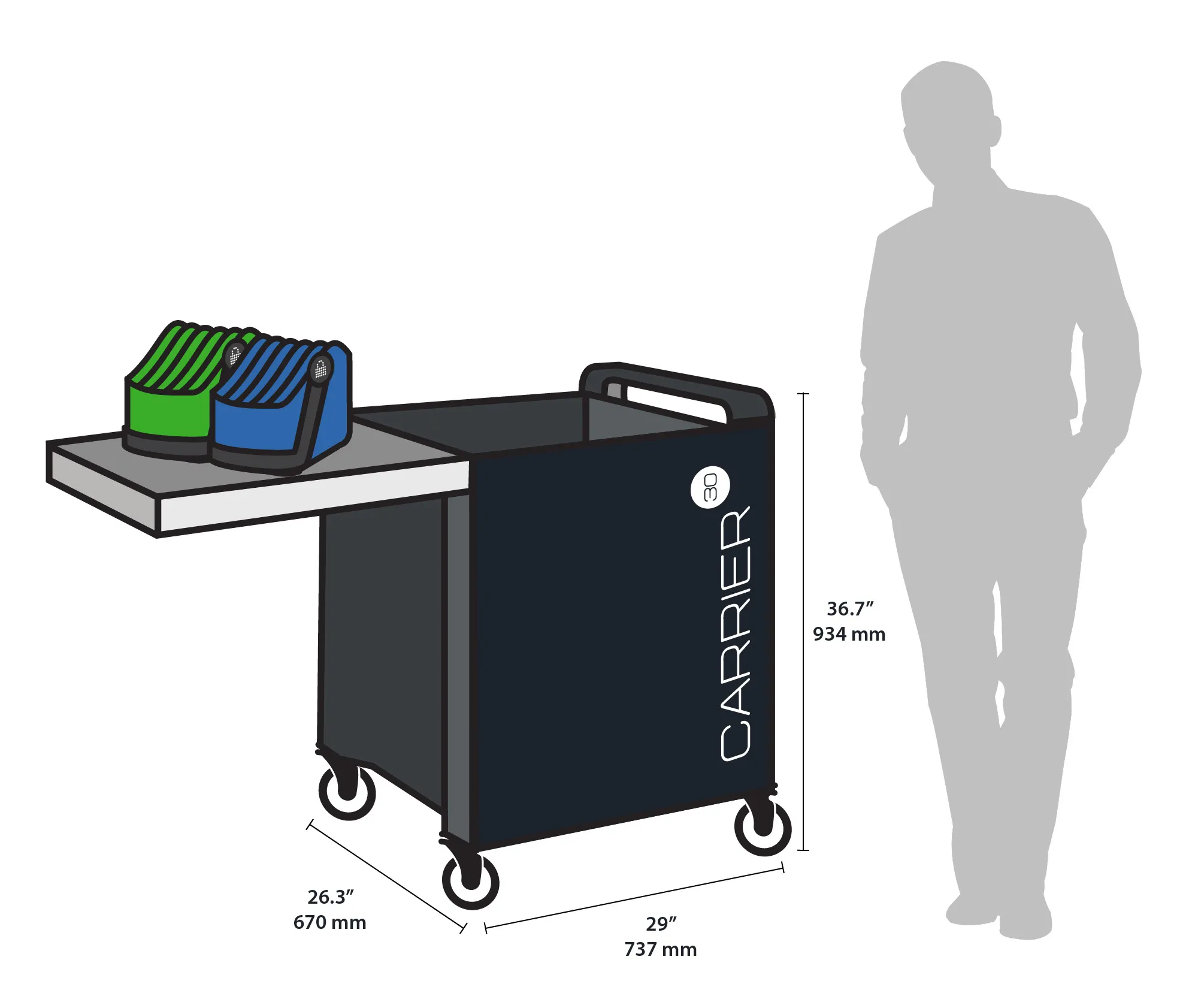 LocknCharge Carrier 30 MK5 with LARGE Baskets Charge-Only 30 units Chromebook/iPad/laptop