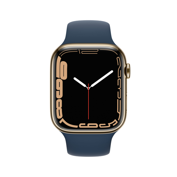 Apple Watch Series 7 GPS + Cellular, 45mm Gold Stainless Steel with Abyss Blue Sport Band - Regular