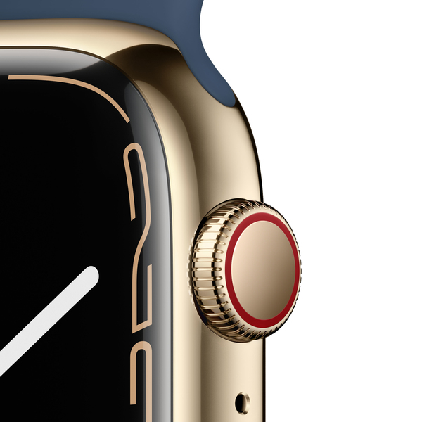 Apple Watch Series 7 GPS + Cellular, 45mm Gold Stainless Steel with Abyss Blue Sport Band - Regular