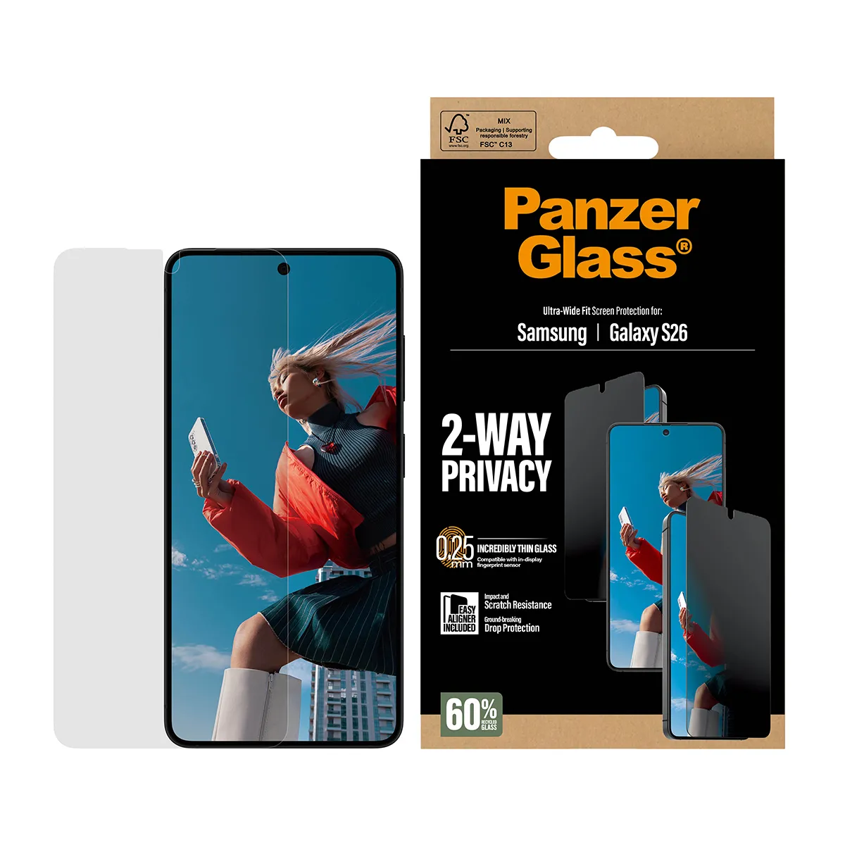 PanzerGlass Ultra-Wide Fit Alignerkit Galaxy S26 - Screen Protector, Privacy
