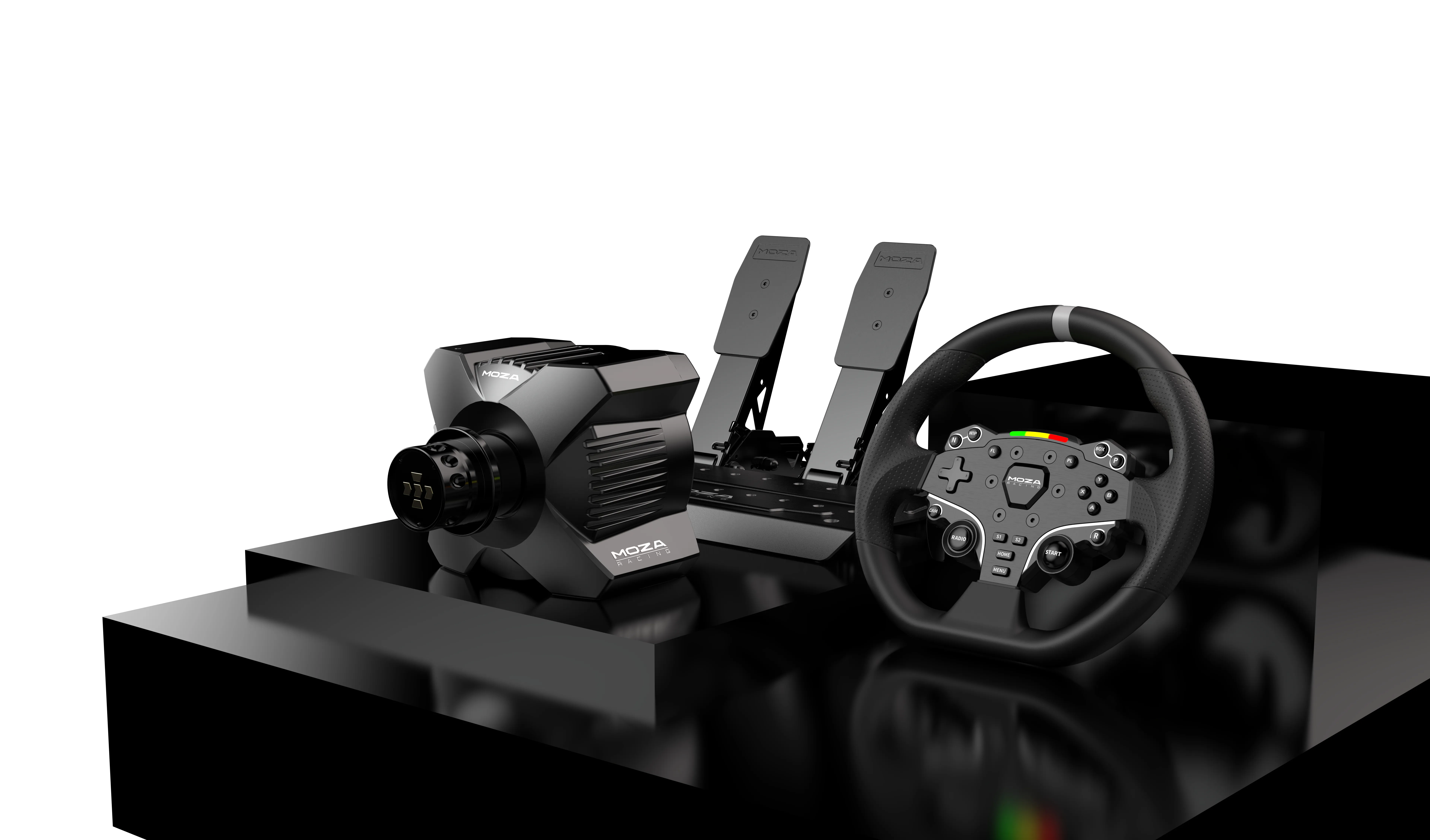 MOZA R3 Racing Simulator Bundle for PC  (R3 Base, ES Wheel, SR-P Lite Two Pedals, table clamp)