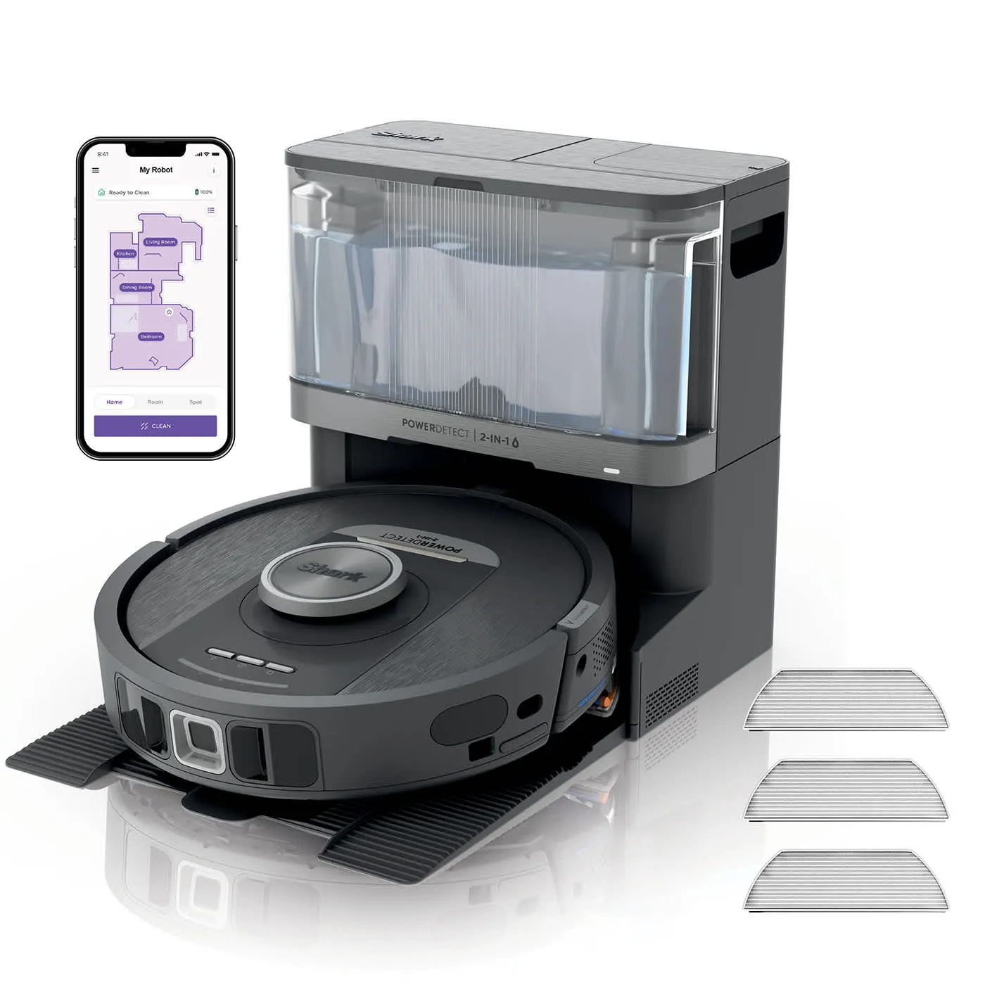 Shark PowerDetect NeverTouch RV2800YEEU Robot vacuum cleaner, Black/Silver