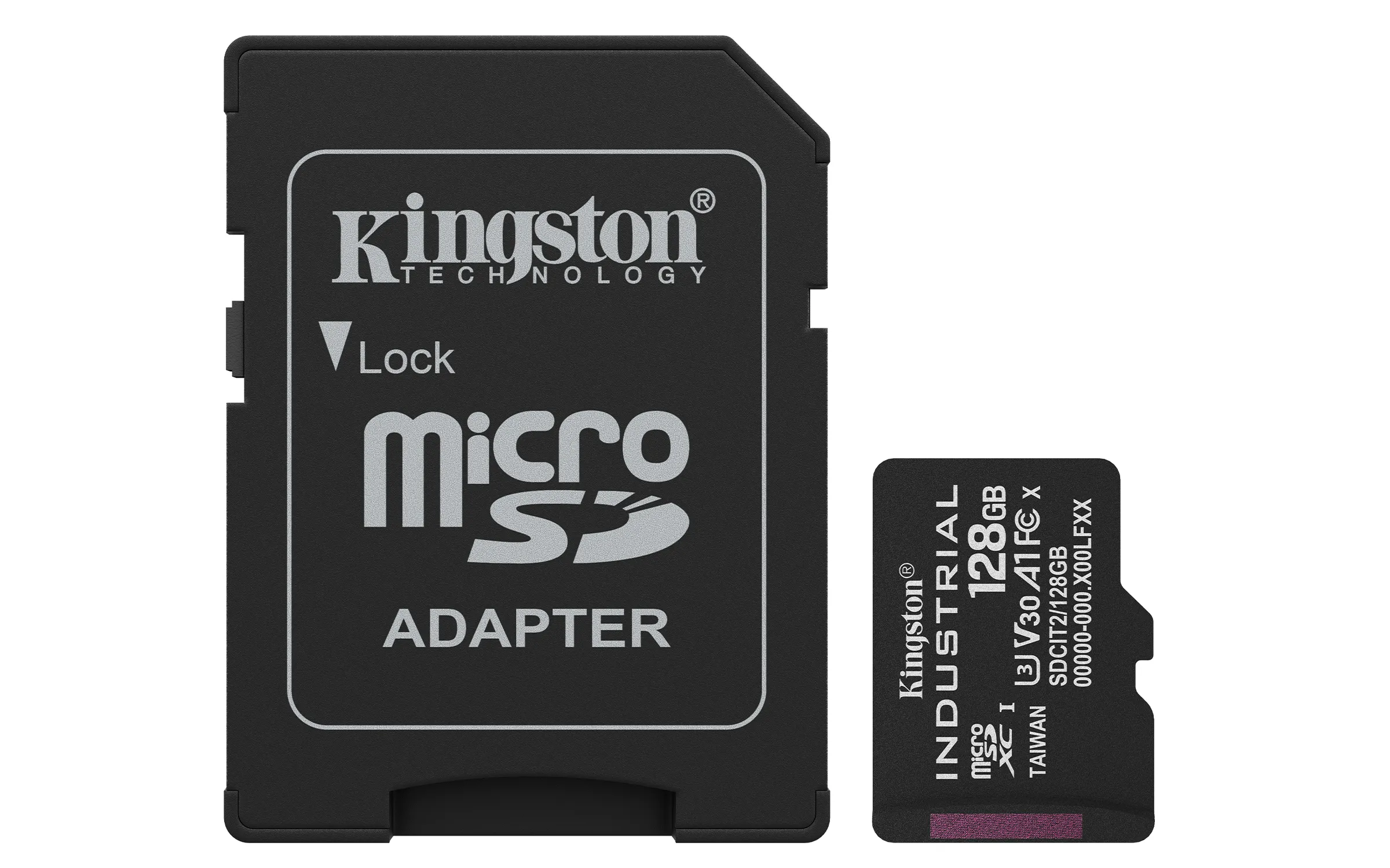 Kingston Industrial 128 GB MicroSDXC UHS-I U3 V30 A1 kort + SD-adapter, svart