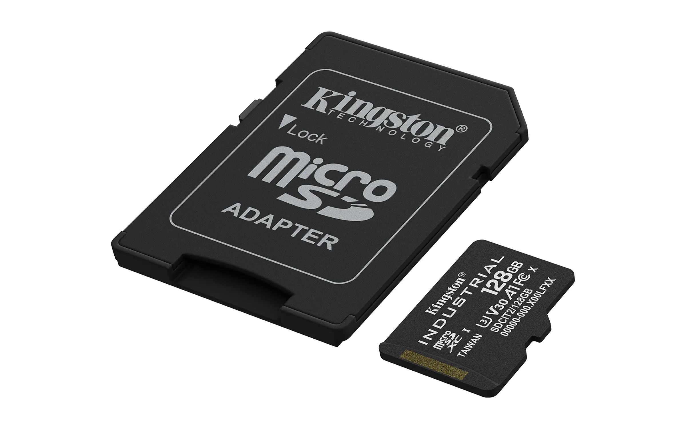 Kingston Industrial 128 Gt MicroSDXC UHS-I U3 V30 A1 -muistikortti + SD-adapteri, musta
