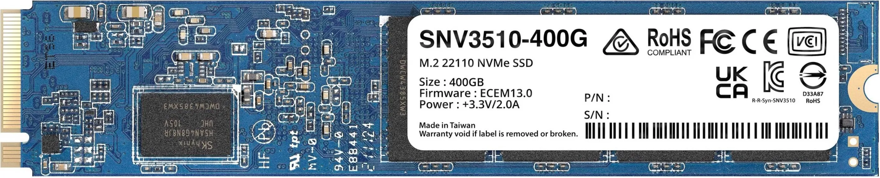 Synology SNV3510 400 GB, PCIe 3.0, M.2 -SSD-levy