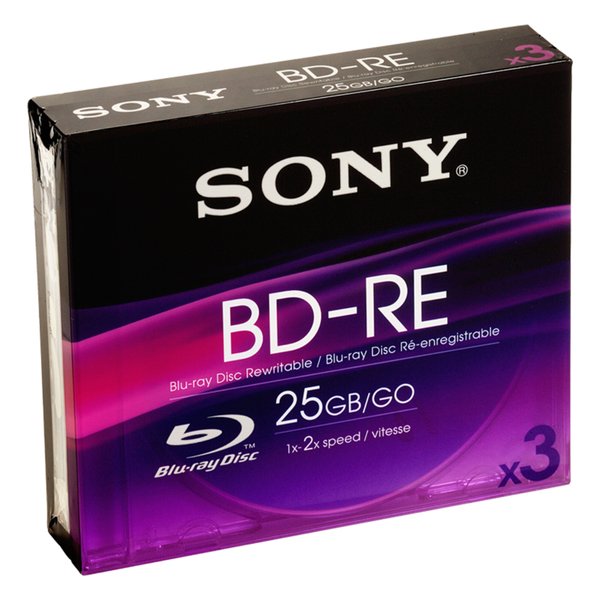 SONY BluRay 3p 25GB slimcase re-write 2X