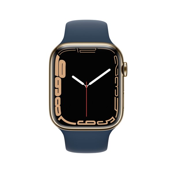 Apple Watch Series 7 GPS + Cellular, 45mm Gold Stainless Steel with Abyss Blue Sport Band - Regular