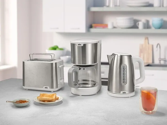 Braun PurShine HT 1510 -  brödrost, 2 skivor,  Rostfritt stål, Vit