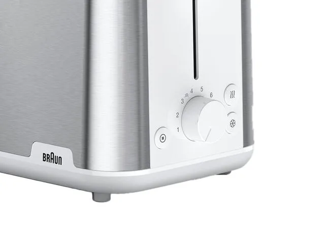 Braun PurShine HT 1510 -  brödrost, 2 skivor,  Rostfritt stål, Vit