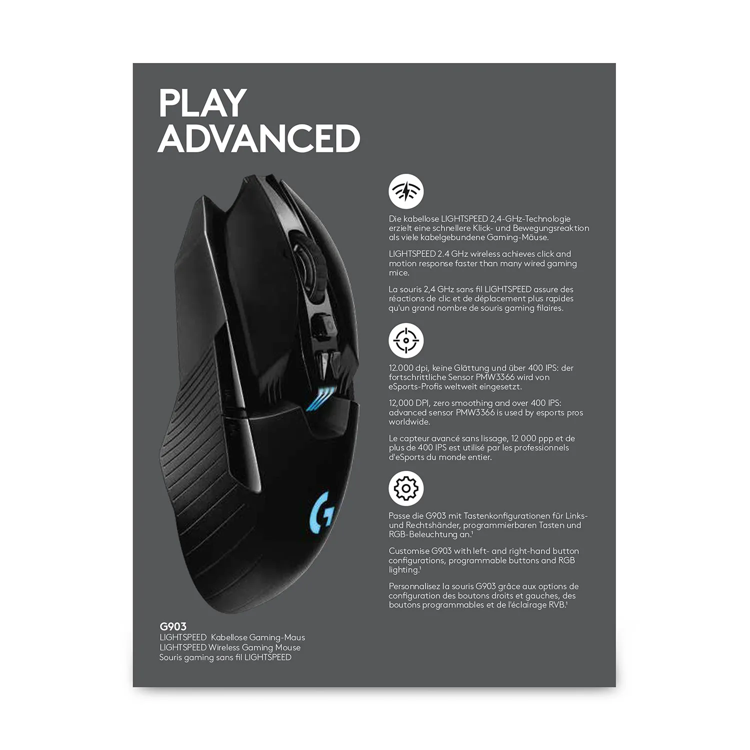 Logitech G903 Lightspeed RGB - gaming mouse, black