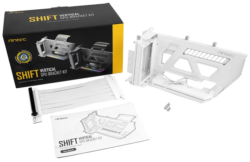 Antec Shift White Vertical adjustable GPU ARGB bracket with PCI-E4.0 Riser