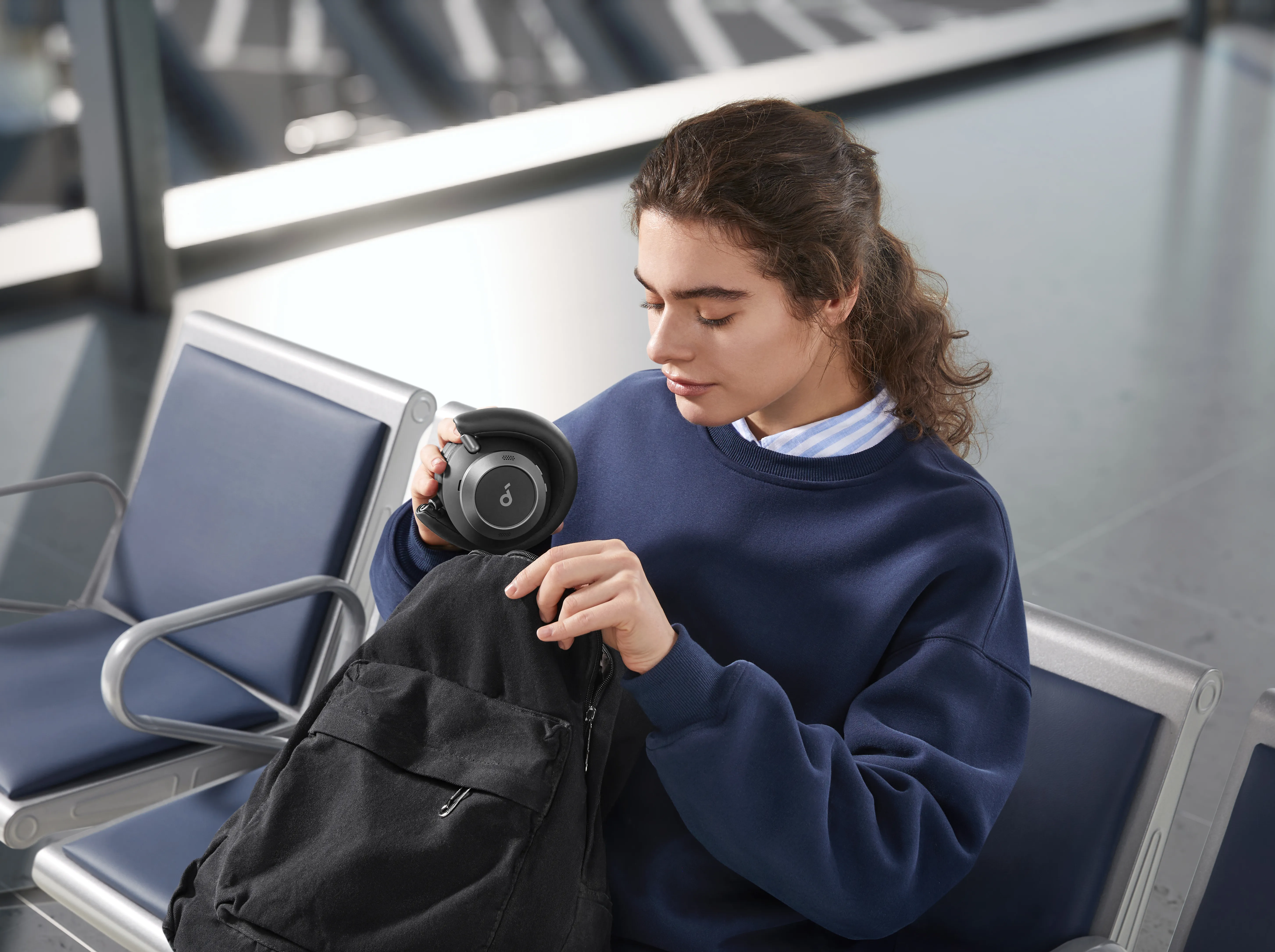 Anker Soundcore Space One Pro tr&aring;dl&ouml;s headset + fodral, svart