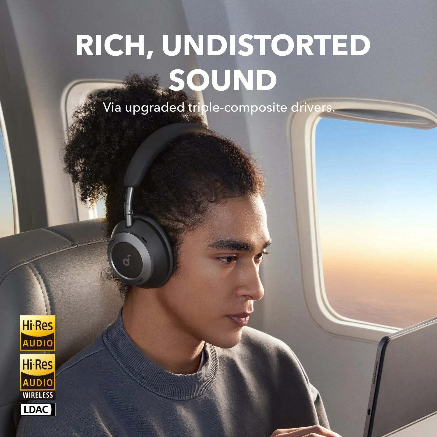 Anker Soundcore Space One Pro tr&aring;dl&ouml;s headset + fodral, svart