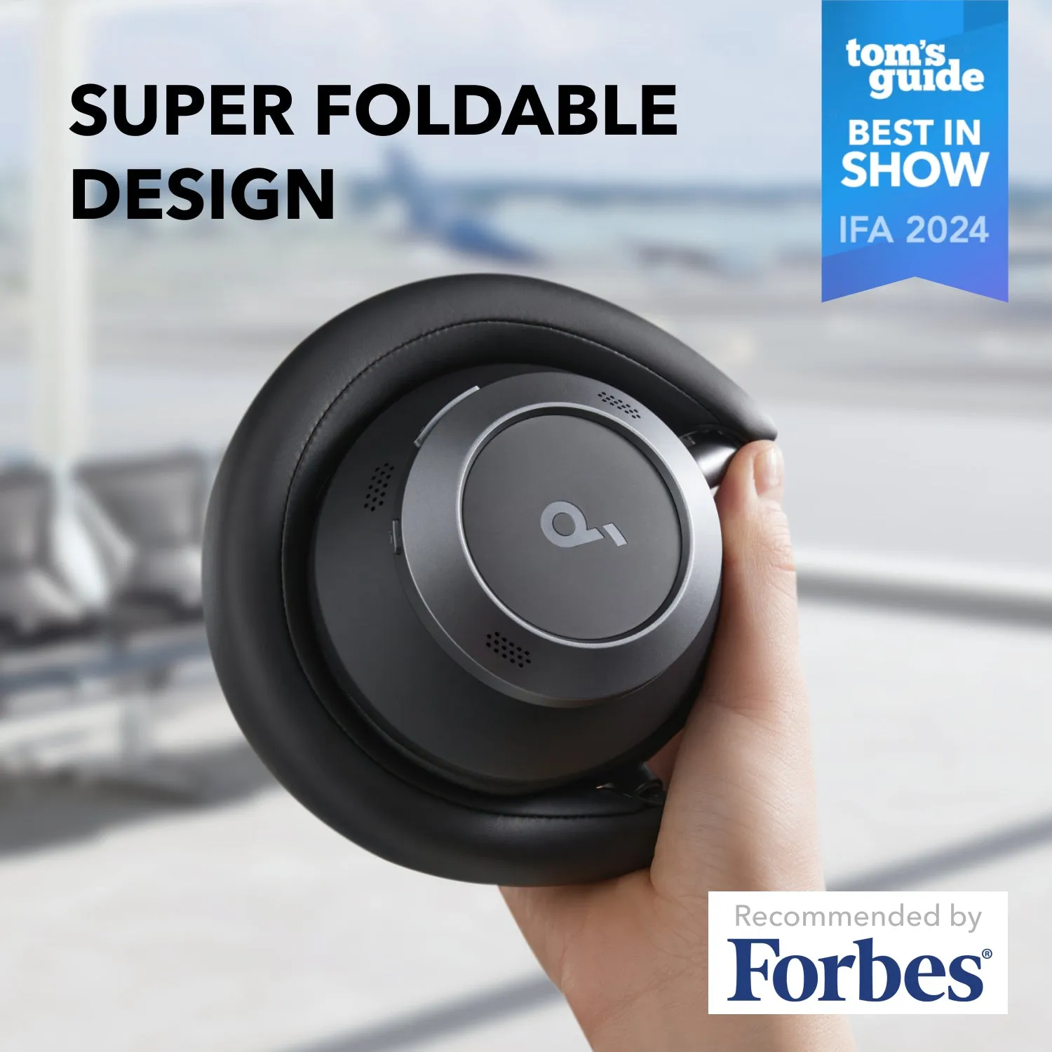 Anker Soundcore Space One Pro tr&aring;dl&ouml;s headset + fodral, svart
