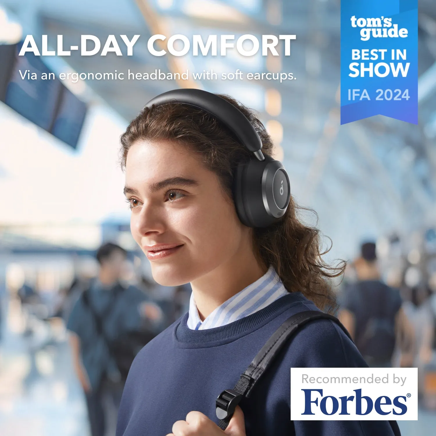 Anker Soundcore Space One Pro tr&aring;dl&ouml;s headset + fodral, svart