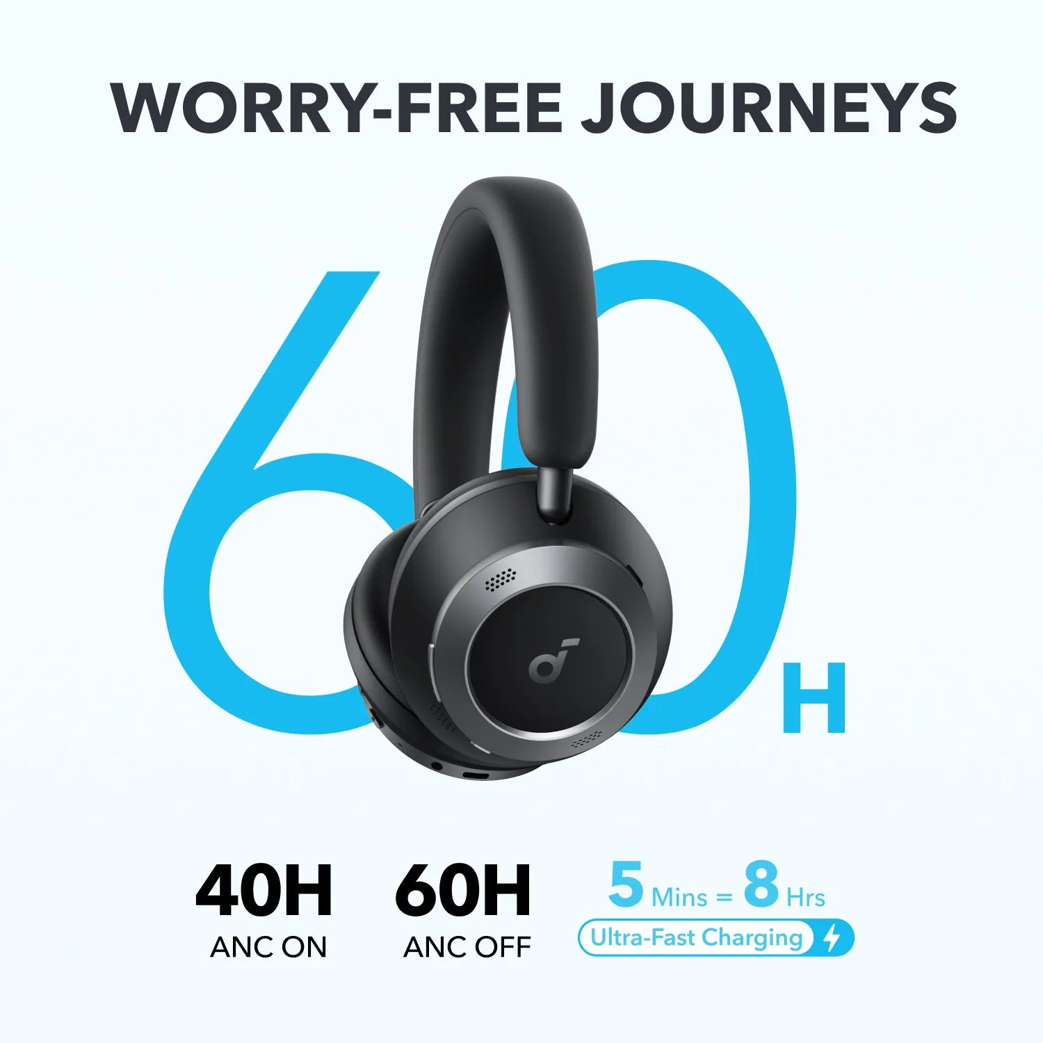 Anker Soundcore Space One Pro tr&aring;dl&ouml;s headset + fodral, svart