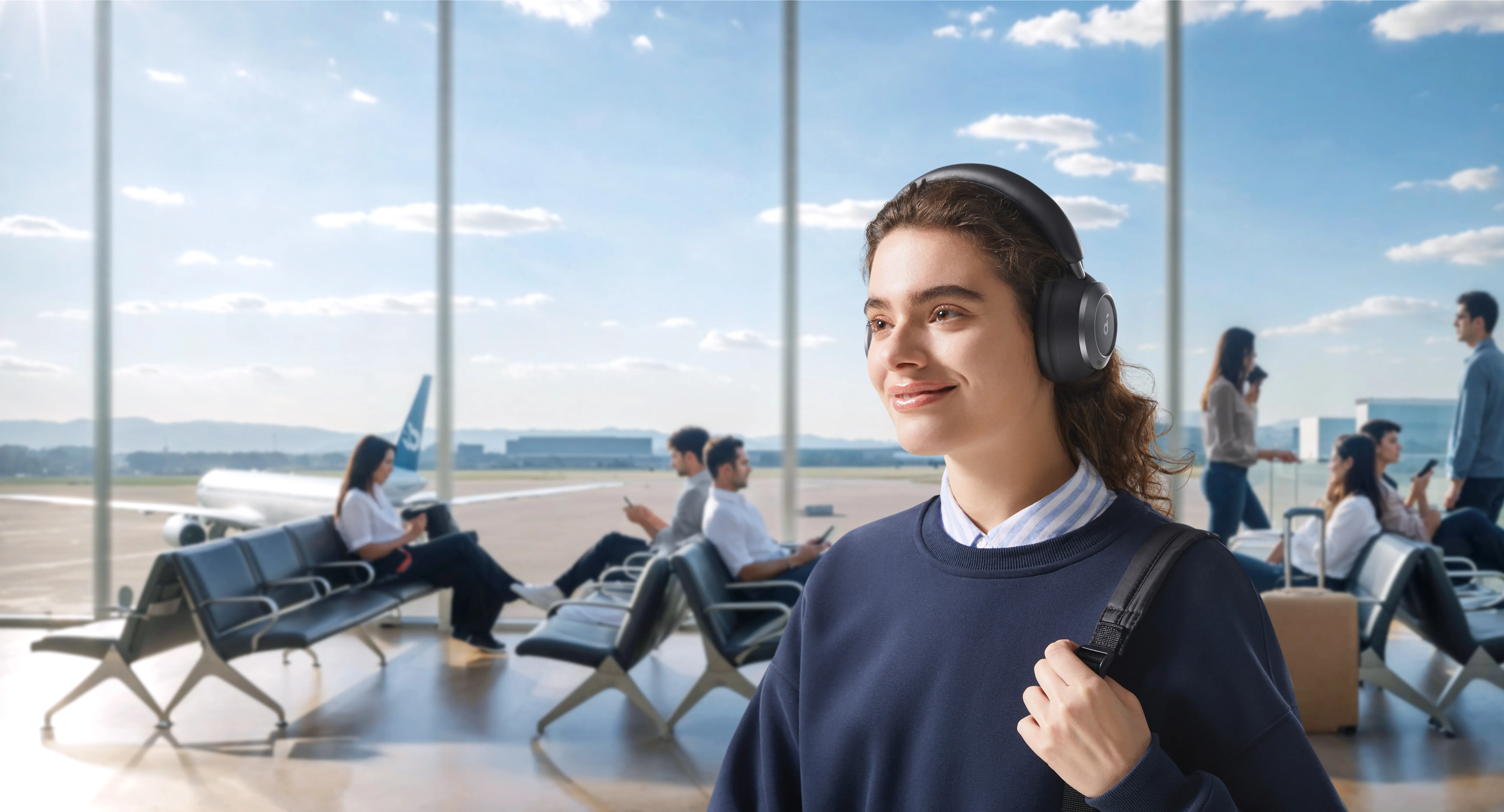 Anker Soundcore Space One Pro tr&aring;dl&ouml;s headset + fodral, svart