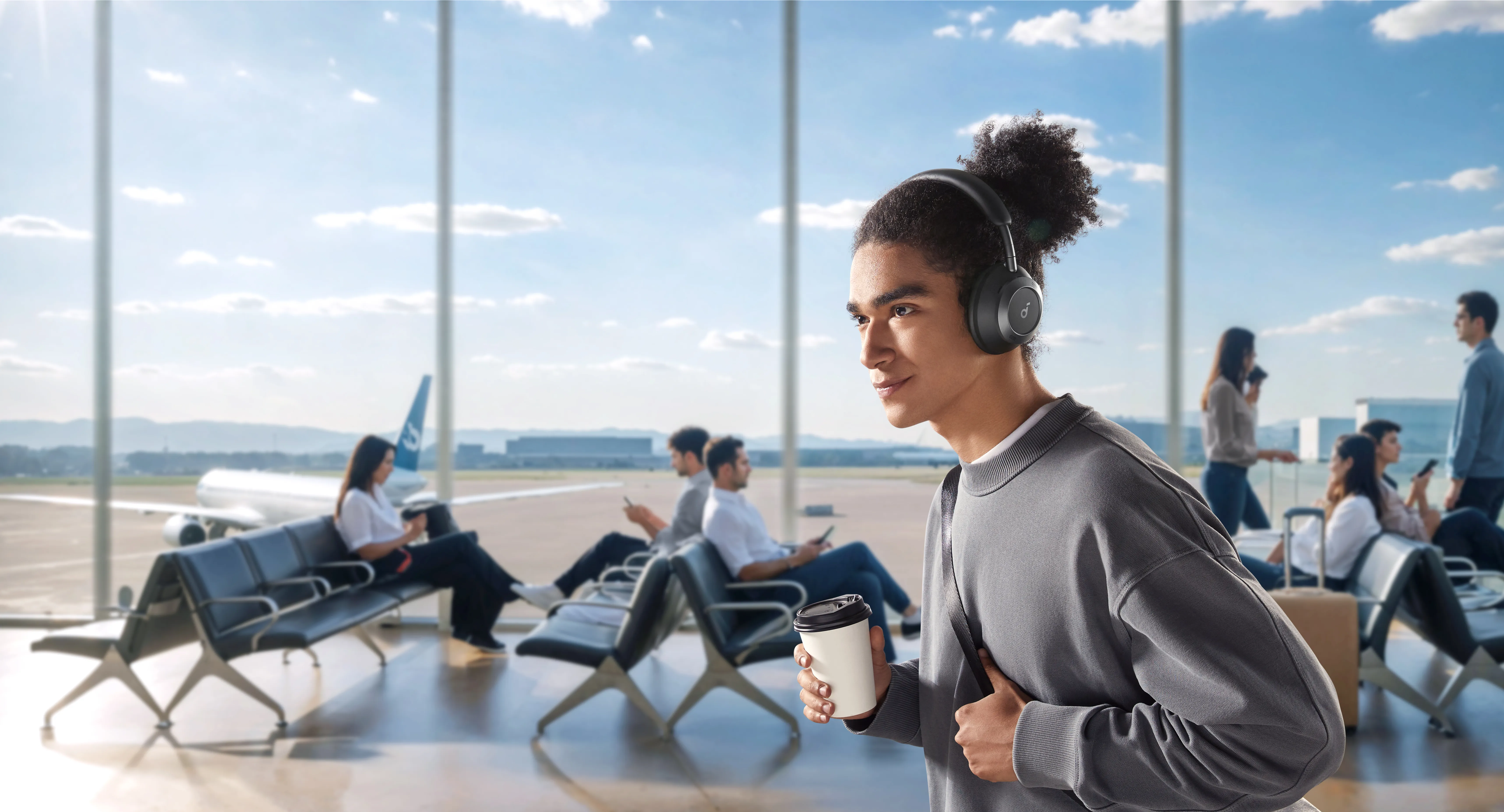 Anker Soundcore Space One Pro tr&aring;dl&ouml;s headset + fodral, svart