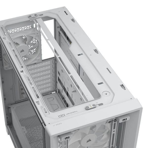 Corsair FRAME 4000D WOOD RS midi-tower chassi med f&ouml;nster, vit/ek