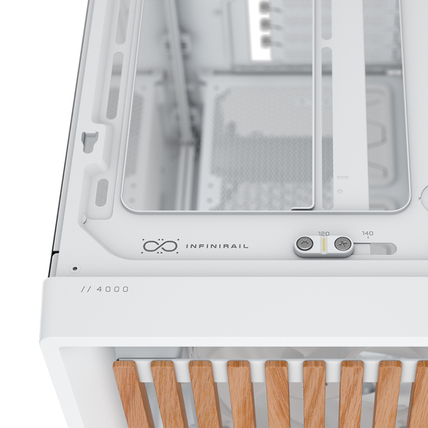 Corsair FRAME 4000D WOOD RS midi-tower chassi med f&ouml;nster, vit/ek