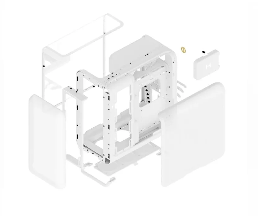 HYTE X50 midi-tower chassi med f&ouml;nster, Snow White