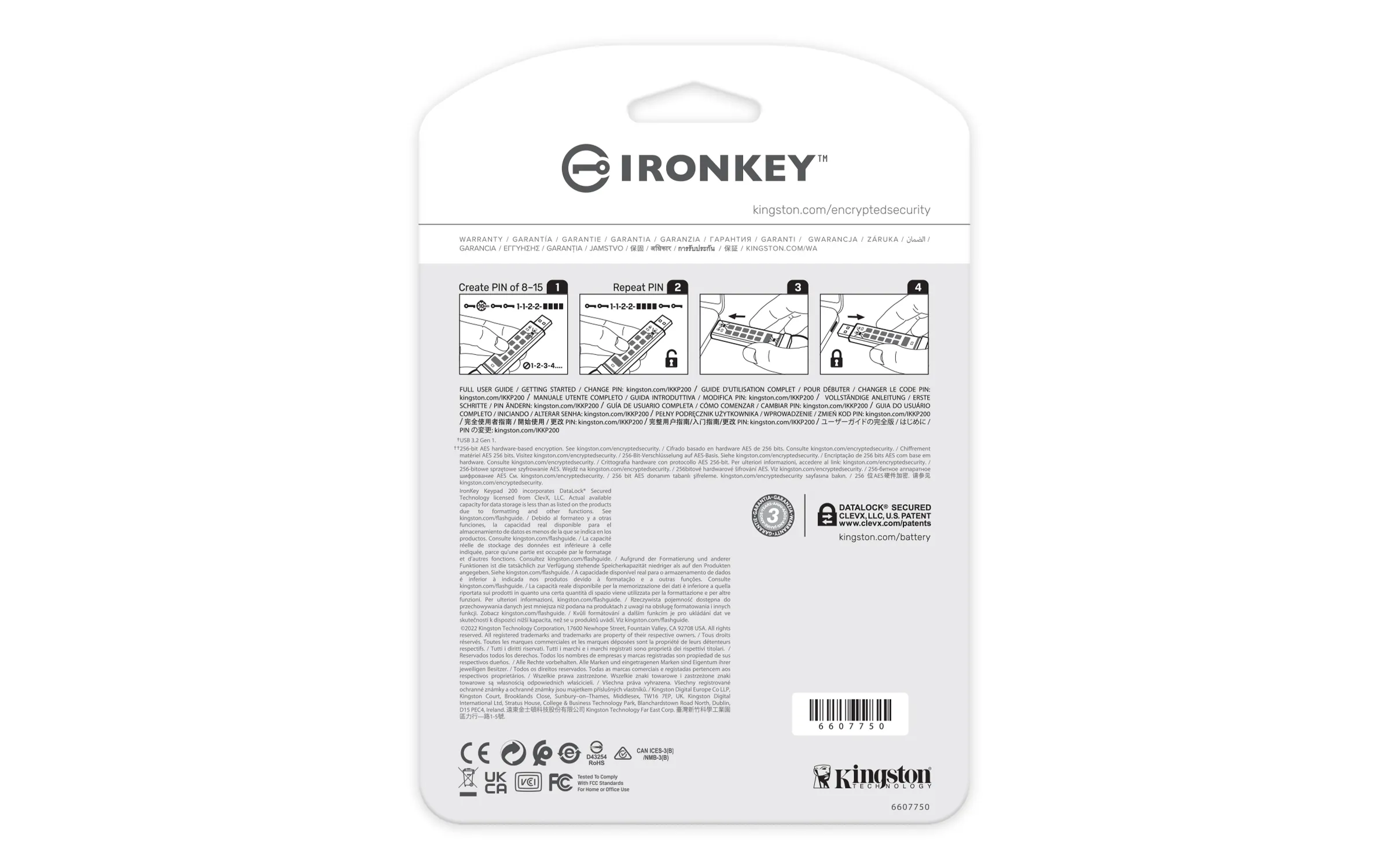 KINGSTON 512GB IronKey Keypad 200 FIPS 140-3 Lvl 3 Pending AES-256 Encrypted