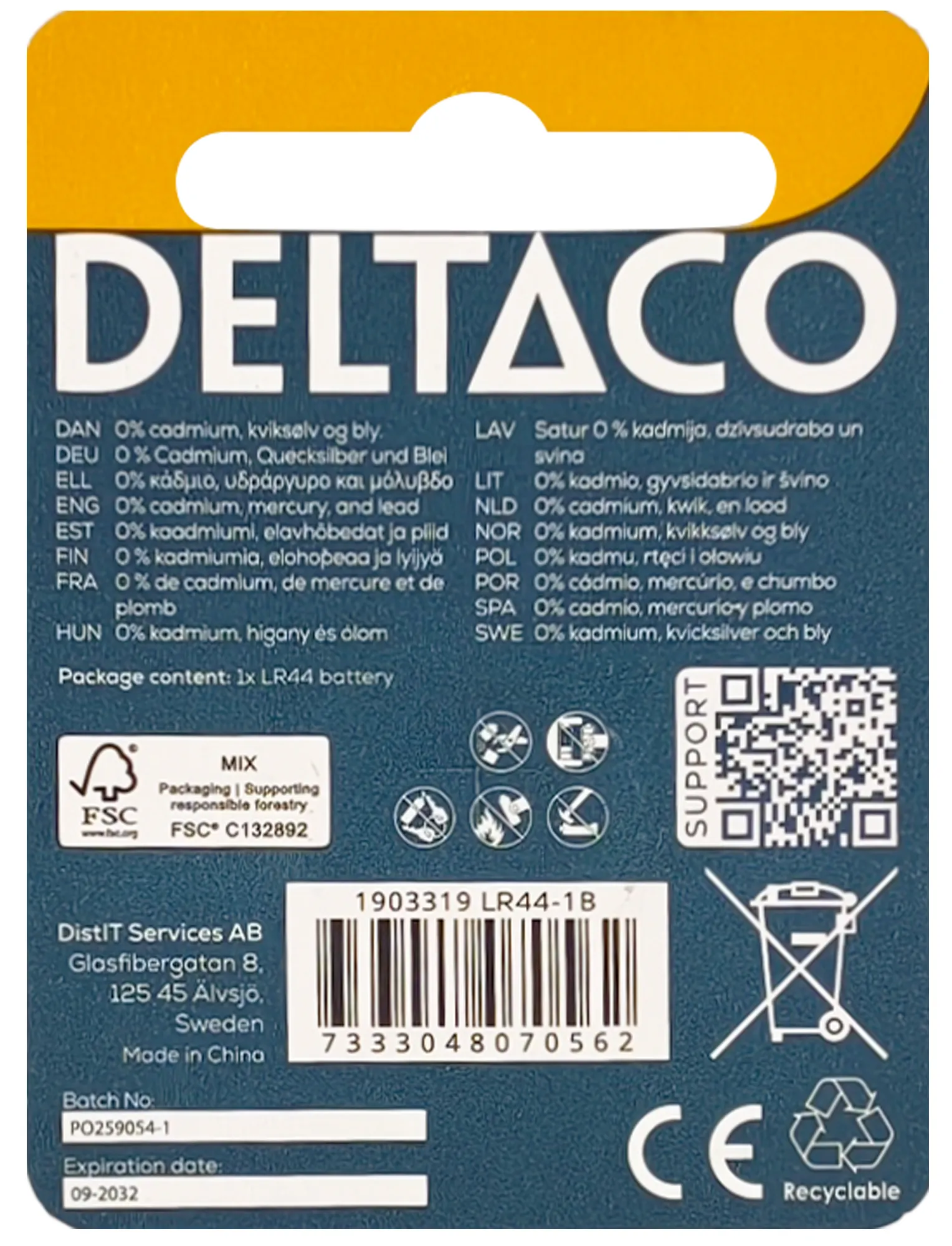 DELTACO LR44 - Alkalinen nappiparisto