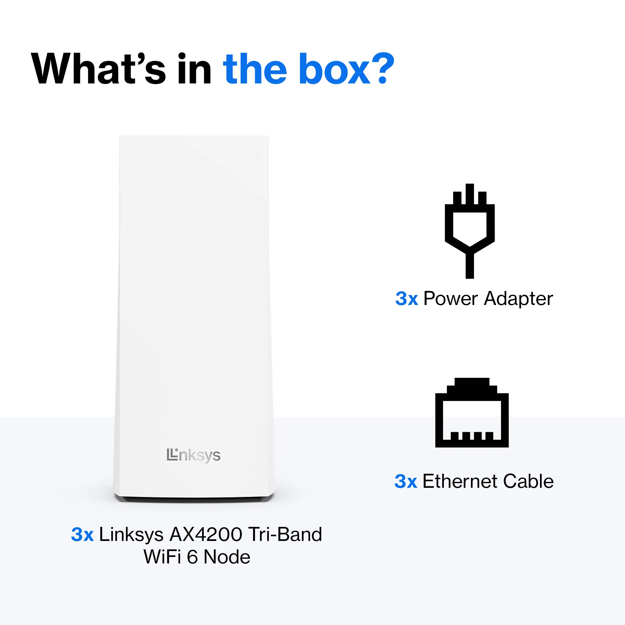 Linksys Velop, AX4200, Tri-band, Wi-Fi 6 - Mesh system, 3-pack