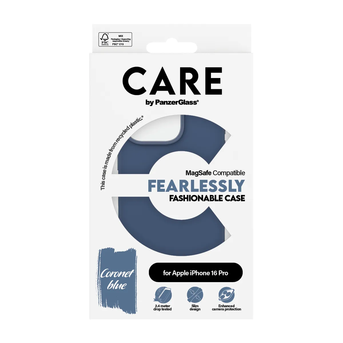 CARE by PanzerGlass Fashion Case MagSafe for iPhone 16 Pro, Blue