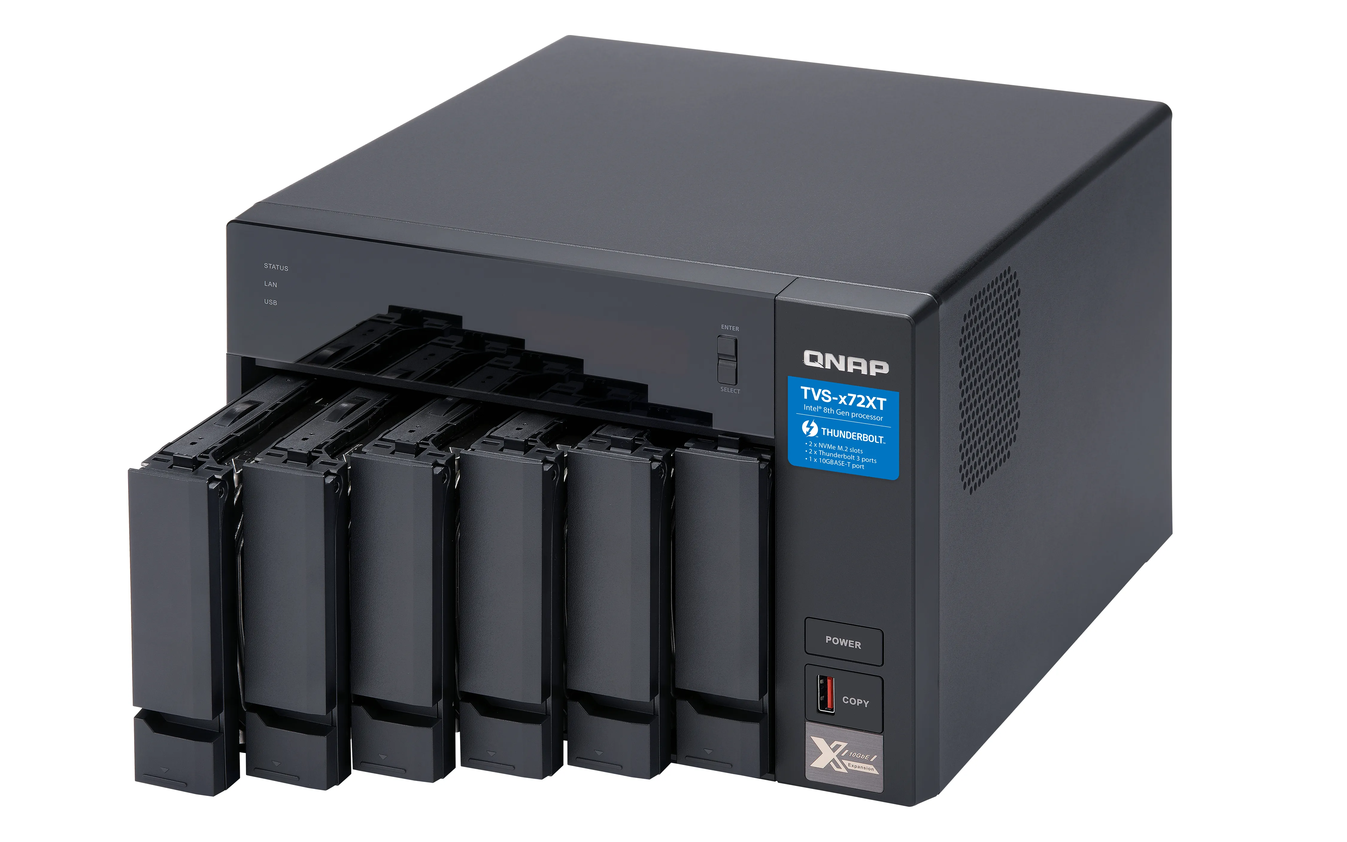 Qnap TVS-672XT-I3-8G, 6x h&aring;rdiskplatser - NAS-server