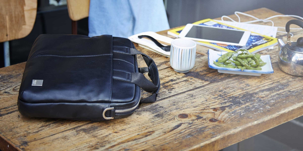 KNOMO STANFORD Full Leather Slim Laptop Carrier 13inch Black