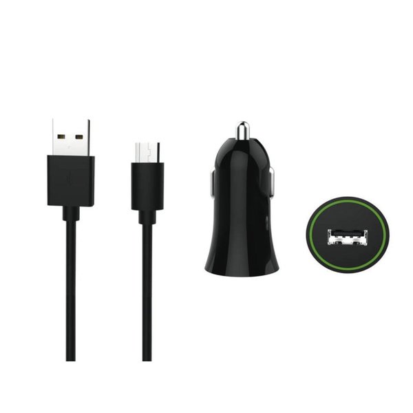 Autolaturi 12W USB-A  MicroUSB, 1m, musta