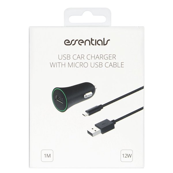 Autolaturi 12W USB-A  MicroUSB, 1m, musta