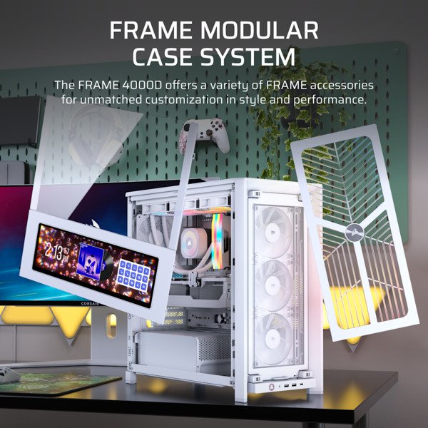 Corsair FRAME 4000D WOOD RS Midi-Tower Case with window, White/Oak