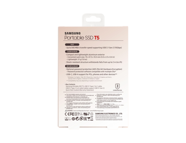 Samsung T5 500GB - External SSD, Red