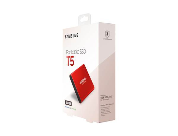 Samsung T5 500GB - External SSD, Red