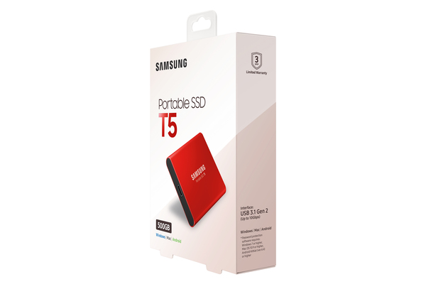 Samsung T5 500GB - External SSD, Red