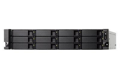 QNAP TS-1273U-RP-64G 12-bay rackmount NAS AMD RX-421ND 4-core 2.1GHz up to 3.4GHz 64GB DDR4 RAM (max 64GB) 2 x M.2 22802260 SATA 6Gb