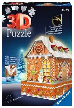 Ravensburger gingerbread house at night - 3D puzzle with LED lights, 216pcs.