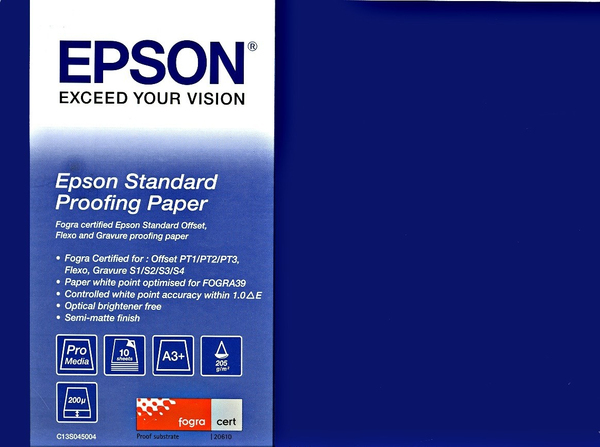Epson Proofing Paper Standard - Puolimatta - 9 milliä - Rulla (43,2 cm x 30,5 m) - 240 g/m² - 1 rulla (rullat) vedospaperi malleihin SureColor SC-P10000, P20000
