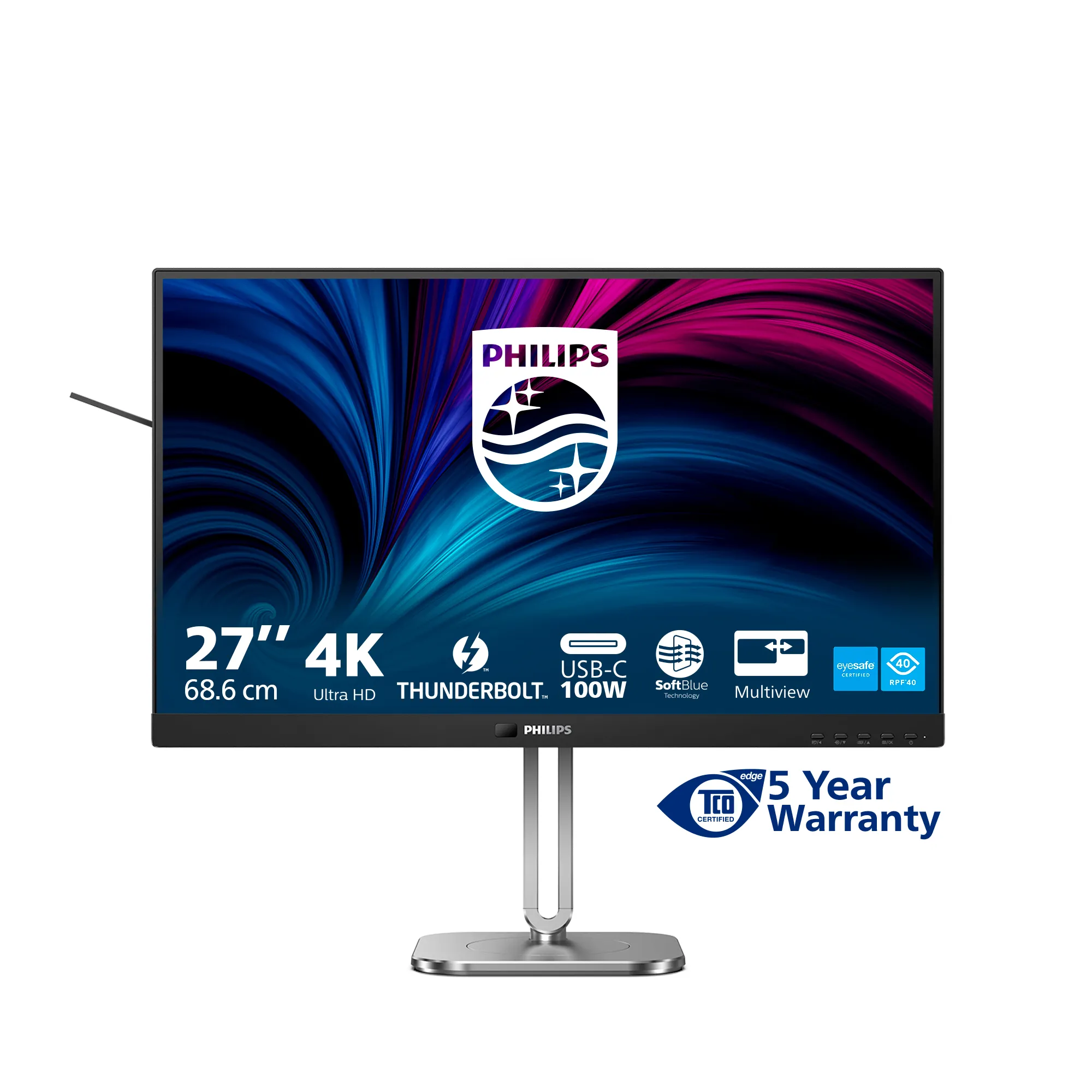 Philips 27B2U6903/00 27" 4K UHD, IPS Monitor with Thunderbolt 4 hub and KVM switch