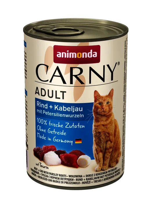 Animonda Carny Adult Beef with Cod and Parsley Roots, Wet food for cats, 400g